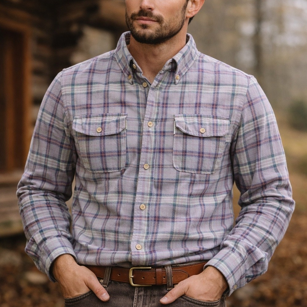 Over Under Clothing Crosscut Flannel Shirt Mens Medium M 16 Gauge Plaid USA Made